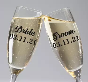 Bride Groom personalised date bridal sticker - TenStickers