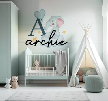 Bubble Elephat Initial wild animal decal - TenStickers