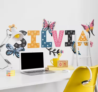 Butterflies name butterfly decals for walls - TenStickers