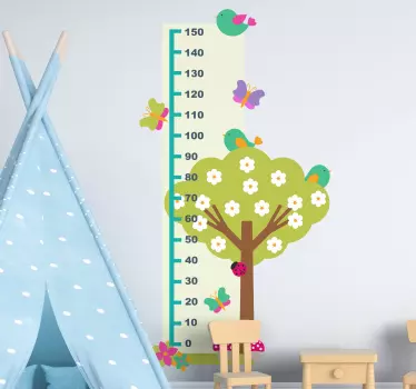 Butterfly and Tree height chart sticker - TenStickers