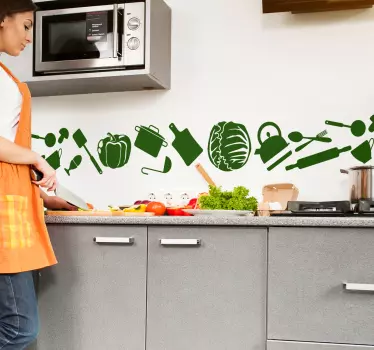 Cabbage and kitchen stuff Home Wall Sticker - TenStickers