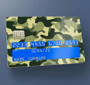 Camo green and brown credit card sticker - TenStickers