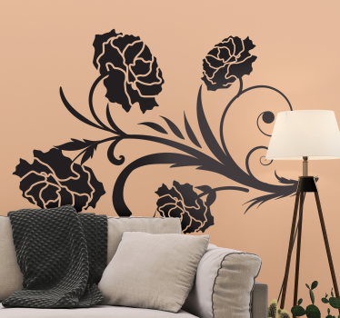 Carnation silhouette floral wall decal - TenStickers