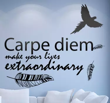 Vinyl live the moment carpe diem motivational wall sticker - TenStickers