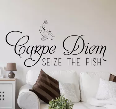 Carpe Diem Fish Motivational Sticker - TenStickers