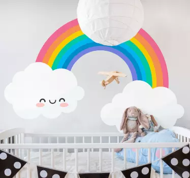 Rainbow with clouds on the sides cartoon wall decal - TenStickers