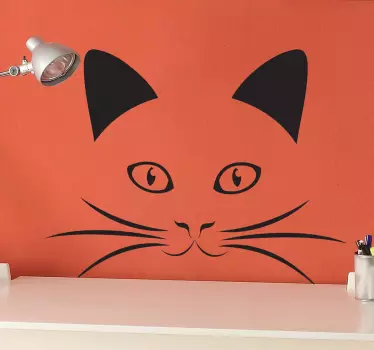 Cat Face Outline Decal - TenStickers