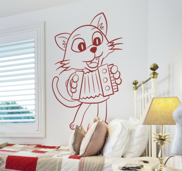 Cat On The Grass Wall Sticker - TenStickers
