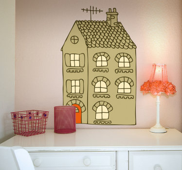 Bedroom wall sticker charming house outline - TenStickers