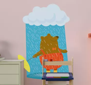 Cheerful Bear Umbrella wall stickers for kid - TenStickers