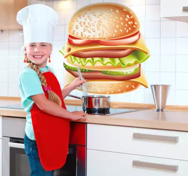 Cheese Burger Wall Sticker - TenStickers