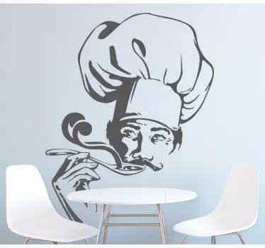 Chef cooking and smelling soup wallpaper decal - TenStickers