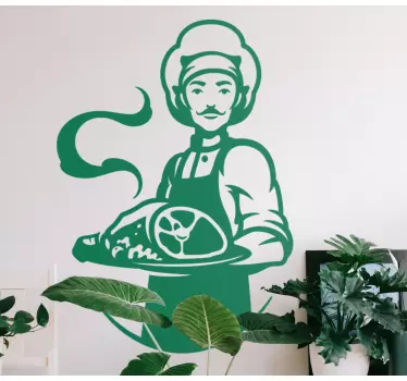 Chef Holding Platter restaurant sticker - TenStickers