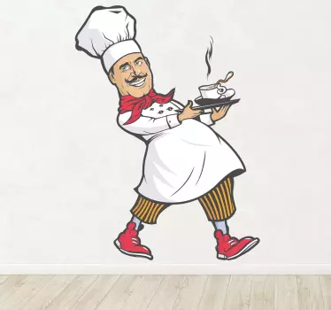 Kitchen wall sticker chef waiter - TenStickers