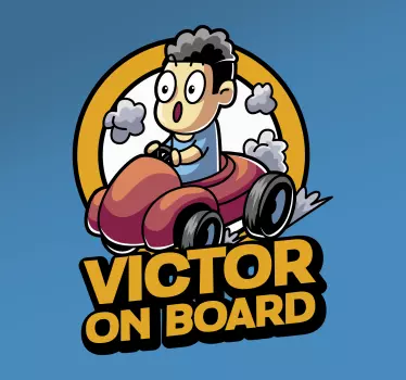 Cute boy with custom name baby on board sticker - TenStickers