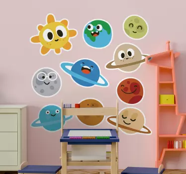 Childish planets illustration wall art - TenStickers