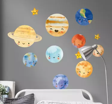 Children planets solar system space wall decal - TenStickers