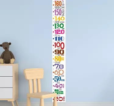 Children's meter numbers height chart wall decal - TenStickers
