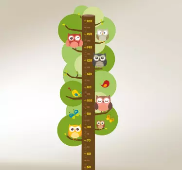 Children's meter owls height chart decal - TenStickers