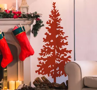 Christmas Tree Silhouette Wall Sticker - TenStickers