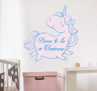 Chubby unicorn illustration wall art - TenStickers