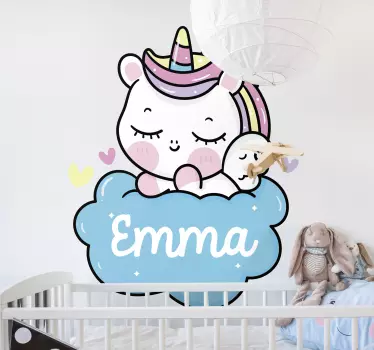 Chubby unicorn with name  Custom Sticker - TenStickers