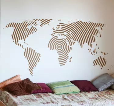 Circular Lines World Map Sticker - TenStickers