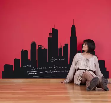 City Skyline Blackboard Sticker - TenStickers