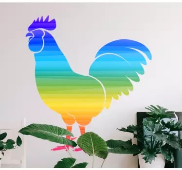 Classic rainbow rooster bird sticker - TenStickers