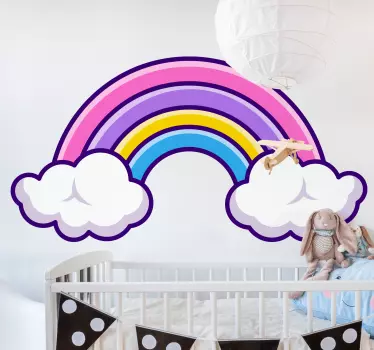 Cloud cartoon rainbow tilted wall decal - TenStickers