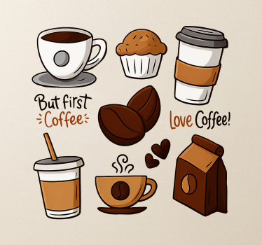 Coffee lovers cluster restaurant sticker - TenStickers