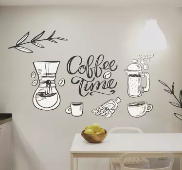 Coffee plants and themes drink wall sticker - TenStickers