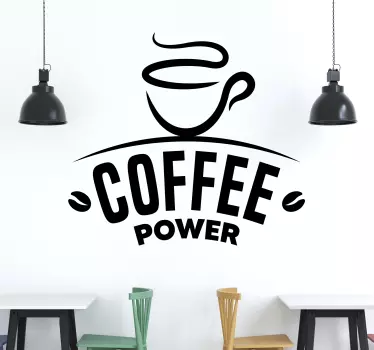 coffee quote coffee power text wall decal - TenStickers
