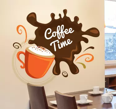 Coffee time splatter drink wall sticker - TenStickers