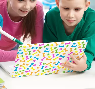 Colorful bones pattern (portable) laptop sticker - TenStickers