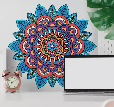 Colorful bright flower mandala design abstract sticker - TenStickers