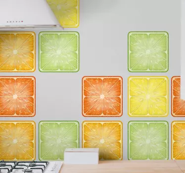 Colorful citrus tile transfer vinyl decal - TenStickers