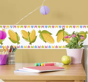 Corn yellow and green ornamental sticker - TenStickers