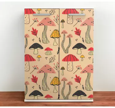 Colorful elegant mushrooms pattern decals for furniture - TenStickers