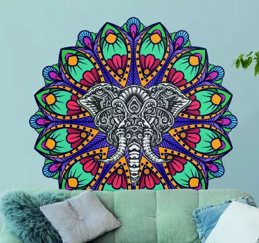 Colorful elephant mandala Abstract decal - TenStickers