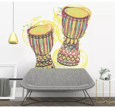 Colorful handcrafted drums object sticker - TenStickers