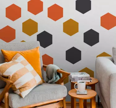 Colorful hexagons pattern wall decor - TenStickers
