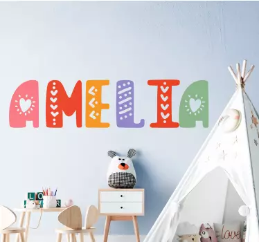 Colorful letters customisable name illustration wall art - TenStickers