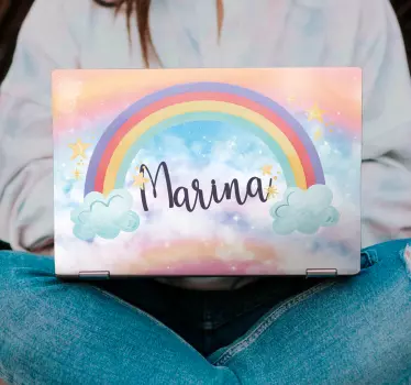 Colorful rainbow clouds laptop skin - TenStickers
