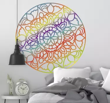 Colorful rainbow mandala floral wall decal - TenStickers