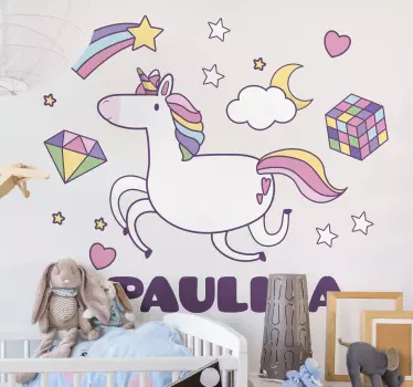 Colorful unicorn adventure wall stickers for kid - TenStickers