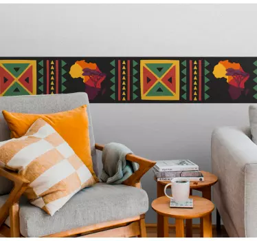 Colourful Africa pattern border decal - TenStickers