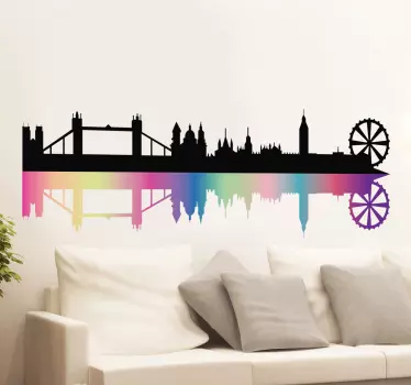 Colourful London skyline sticker - TenStickers