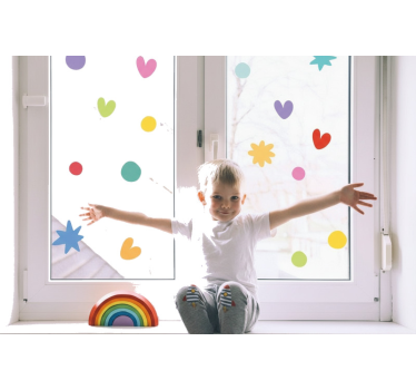Colourful playful set window sticker - TenStickers