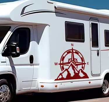 compass and mountains caravan decals - TenStickers